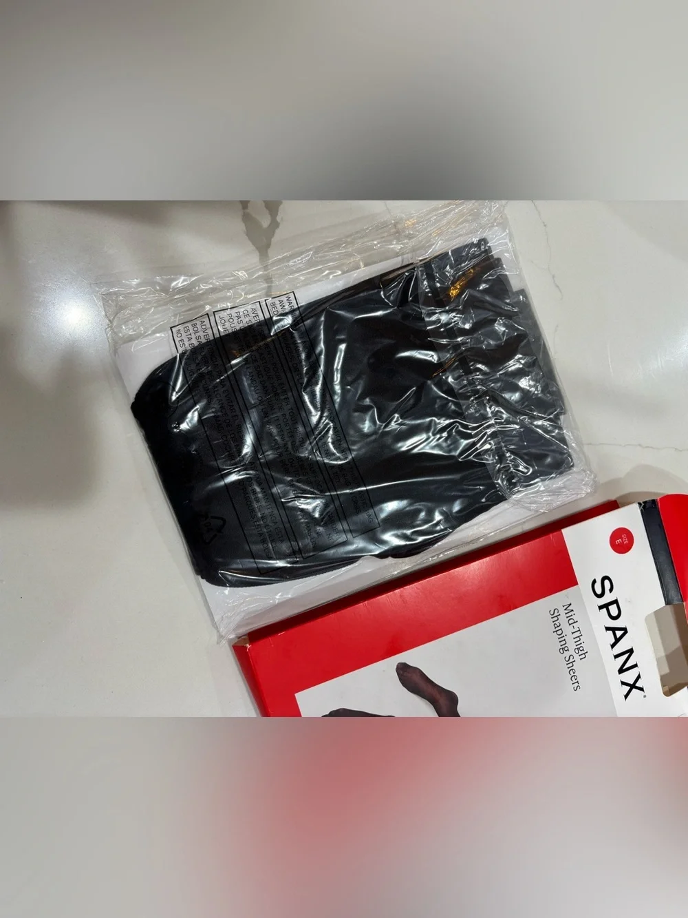 NEW SPANX Black Mid-Thigh Shaping Sheers Tights Size E $38